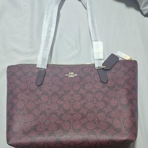 Coach Maroon Signature Tote Bag